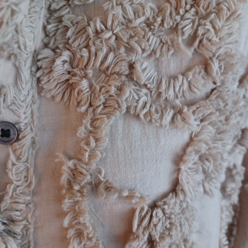 Womens Tan Textured Fringed Embroidery Pullover Longline Shacket DressSize S - Picture 11 of 16